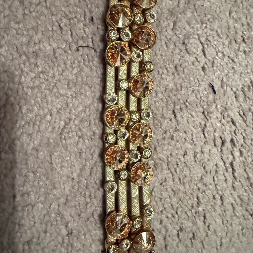 Henri Bendel Gold and Champagne Crystal Bracelet with magnetic closure